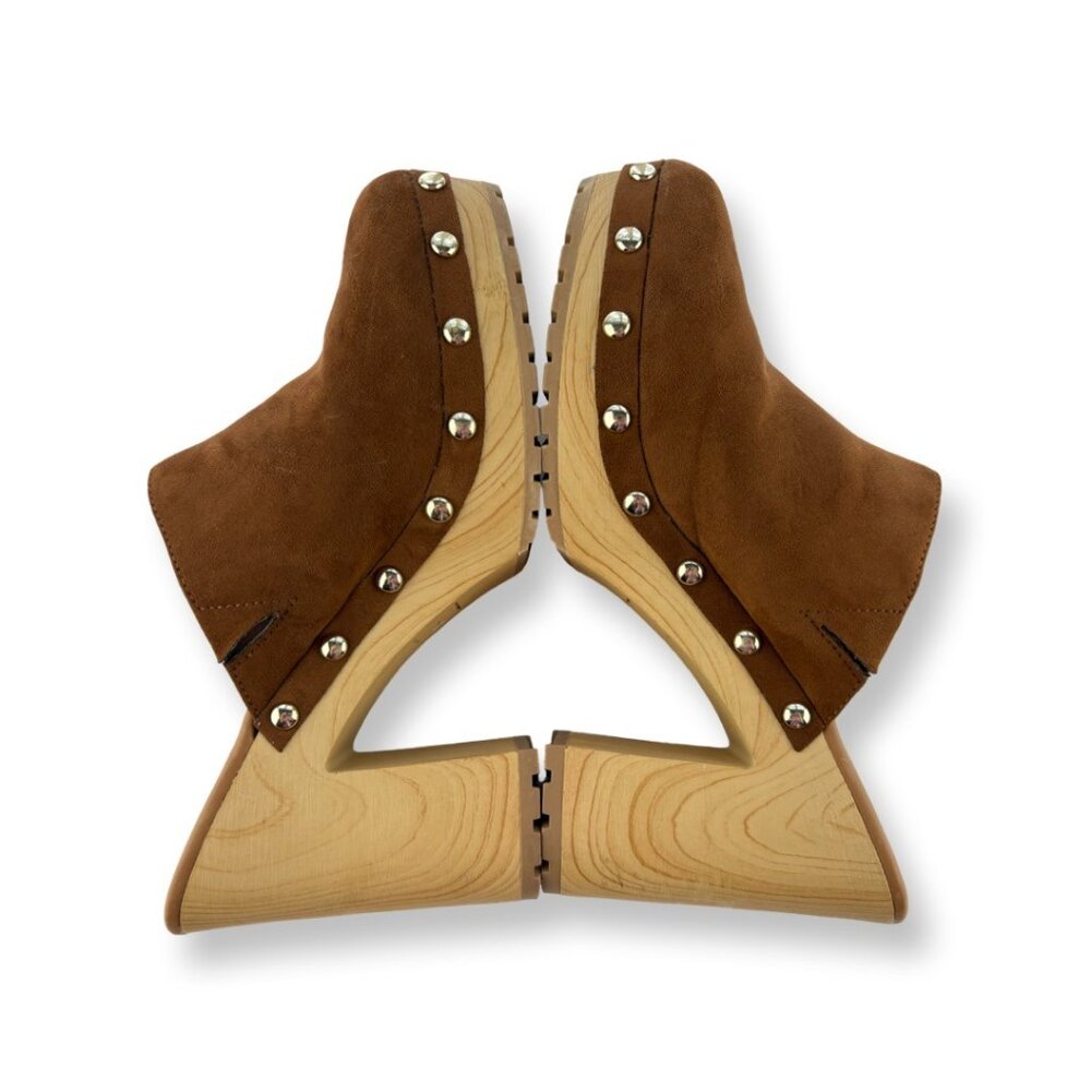 Sun + Stone Taanya Platform Clog Mules Studded in Brown Micro Suede Size 11 - Picture 3 of 11